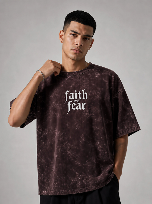 Faith Over Fear Acid Washed Unisex Oversized T-Shirt | WEAVR