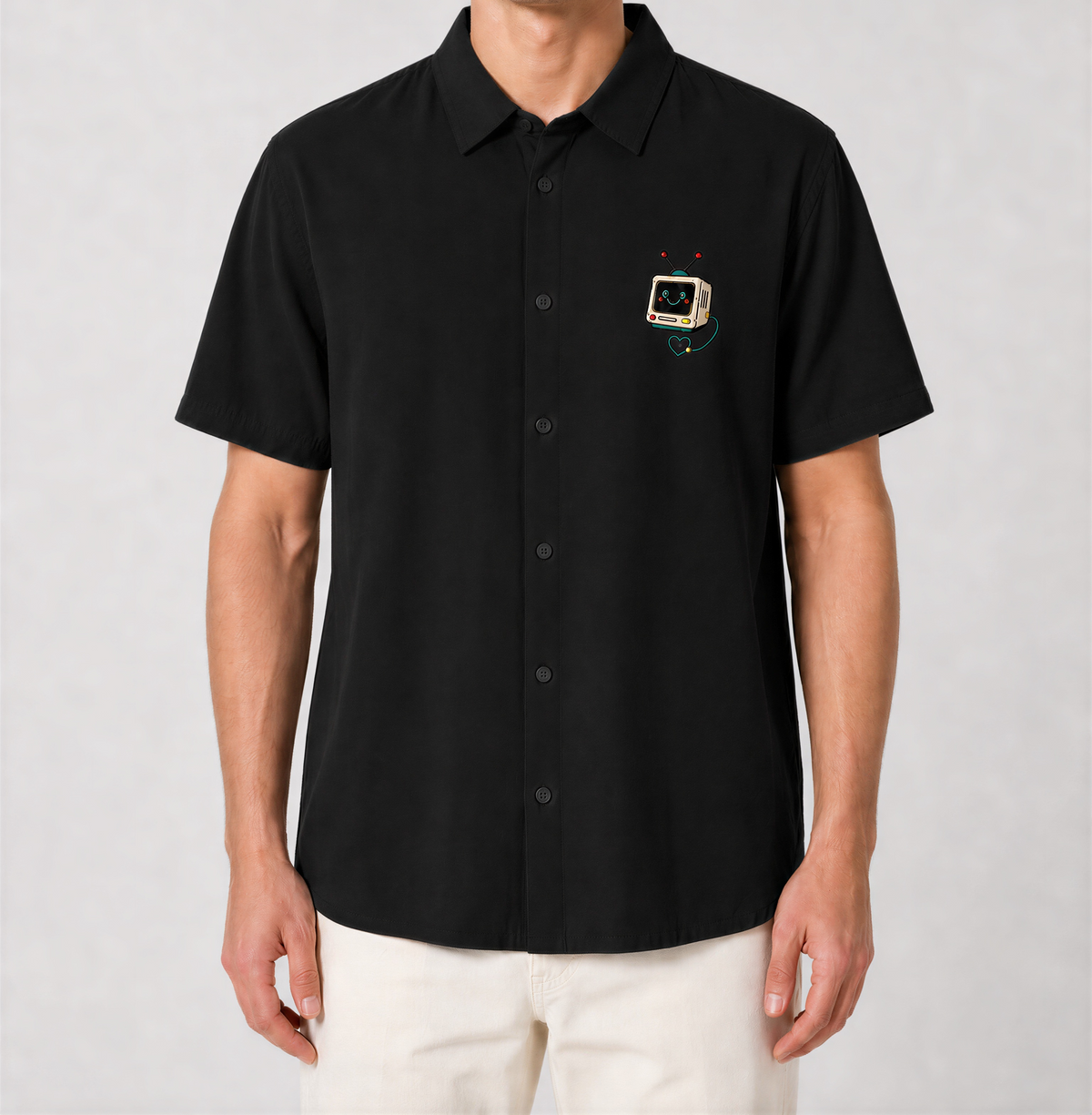 Retro TV Bot Heart unisex Oversized Shirt | Weavr
