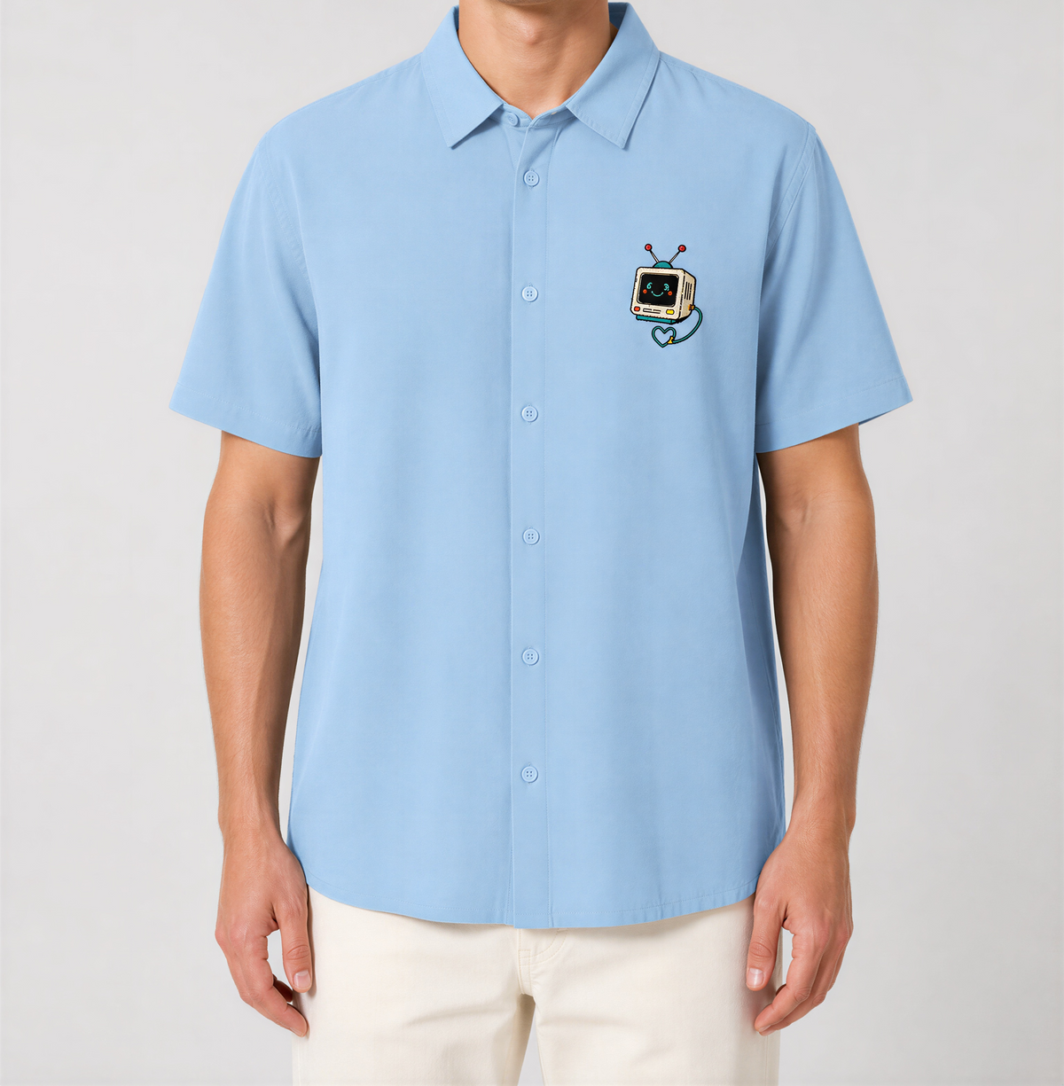 Retro TV Bot Heart unisex Oversized Shirt | Weavr